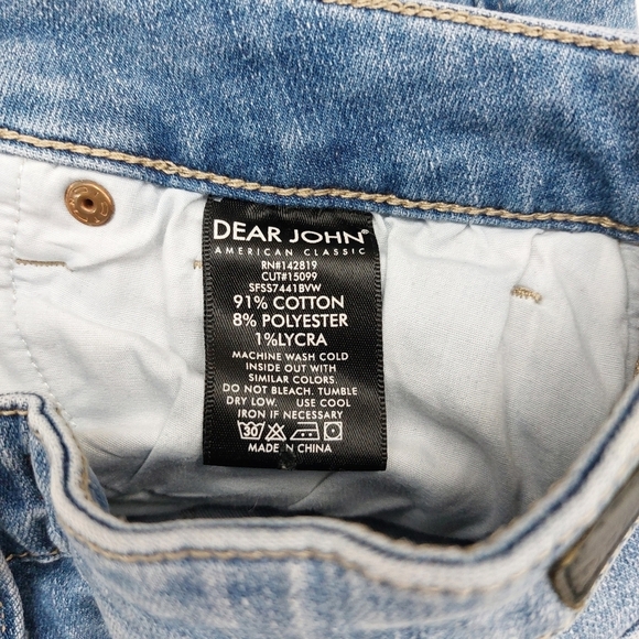 DEAR JOHN JEANS WOMENS BLUE DENIM MID RISE CASUAL SUMMER SHORTS SIZE 25 - Picture 6 of 7